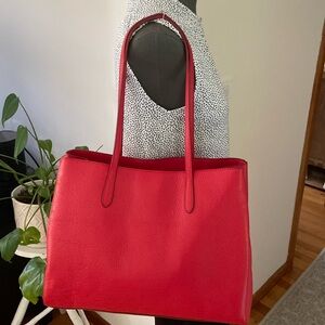 Banana Republic pebbled leather red work bag/brief case/laptop bag